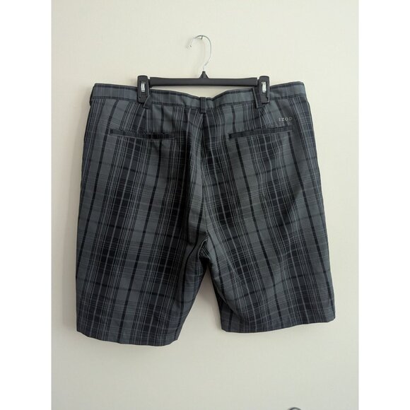 Mens Izod Plaid Flat-Front Golf Shorts Size 38 Gray & Black Preppy-lp1 - Picture 3 of 10